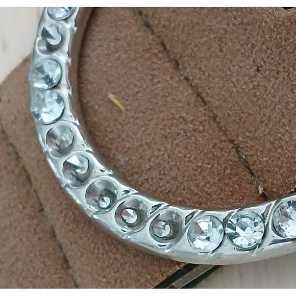 Women's Braided Belt with Rhinestones Size 9 Faux Leather Look with Flaws Size 9 - Picture 5 of 12